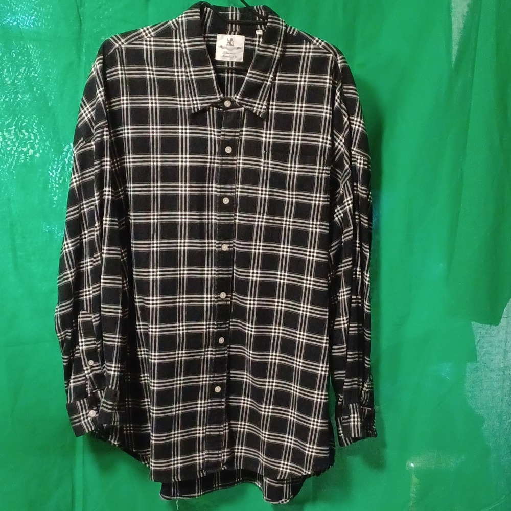 Denimist Montauk NY Black White‎ Plaid Button Front Cotton FW22 DSW4230-048 M